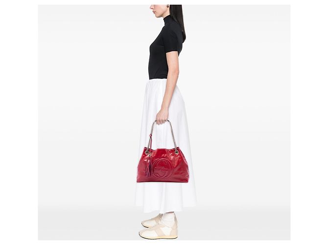 Borsa Soho Chain Medium in vernice rossa Gucci Rosso - vista 6