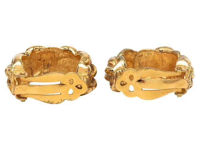 Orecchini a clip a cerchio intrecciato placcati oro Chanel Gold D'oro - vista 2