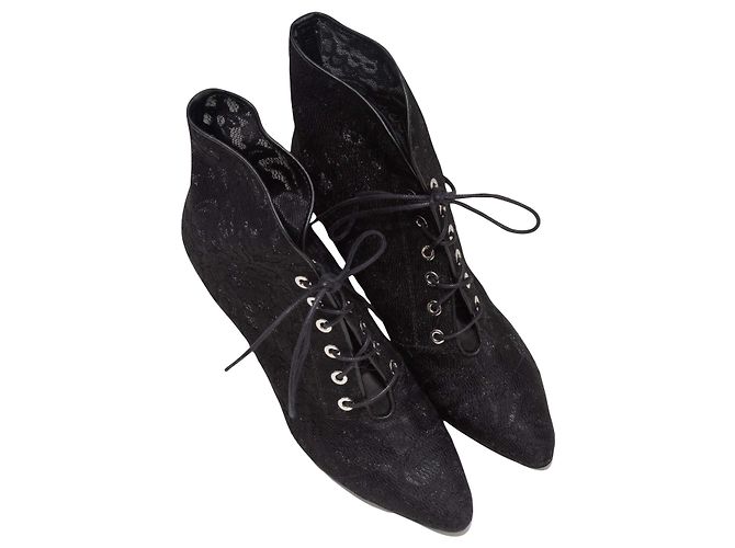 Laurence Dacade Spitzstiefel aus Spitze mit Absatz in Schwarz Größe 37 - Ansicht 2