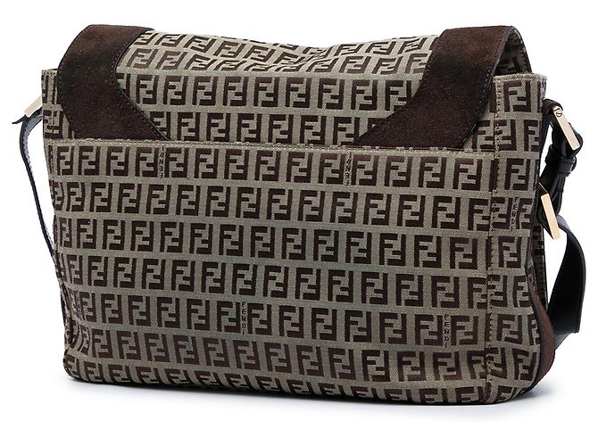 Borsa a tracolla Fendi Zucchino Canvas Beige - vista 2