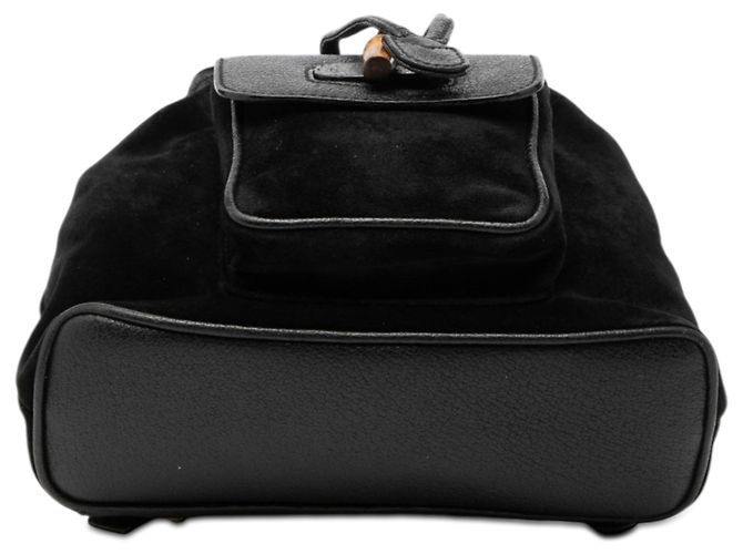 Bamboo Zaino Gucci in camoscio nero con bambù - vista 3