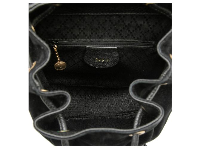 Bamboo Zaino Gucci in camoscio nero con bambù - vista 4