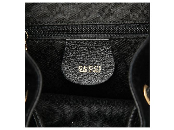 Bamboo Zaino Gucci in camoscio nero con bambù - vista 5