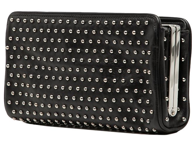 Prada Clutch aus Leder mit Nieten in Schwarz mit Verschluss - Ansicht 2