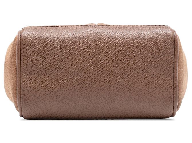 Bamboo Mini borsa satchel Gucci in camoscio marrone con bambù - vista 3