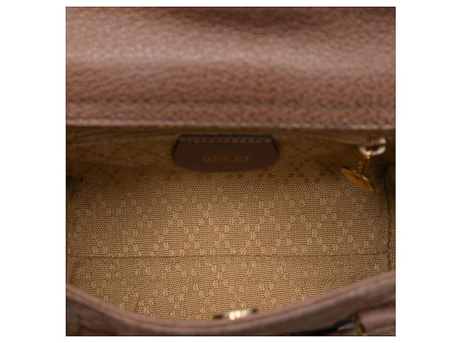 Bamboo Mini borsa satchel Gucci in camoscio marrone con bambù - vista 4