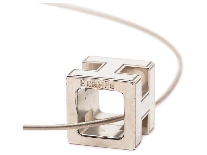 Hermès Cage dH Cube Halskette aus Emaille und Palladium versilbert - Ansicht 3