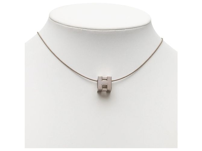 Hermès Cage dH Cube Halskette aus Emaille und Palladium versilbert - Ansicht 5