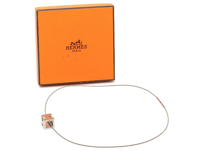Hermès Cage dH Cube Halskette aus Emaille und Palladium versilbert - Ansicht 6