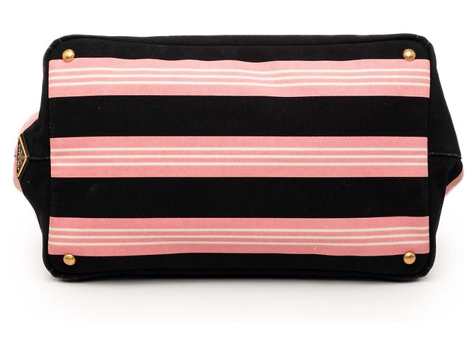 Borsa Satchel Prada Large Canvas Canapa Righe Striped Rosa - vista 3