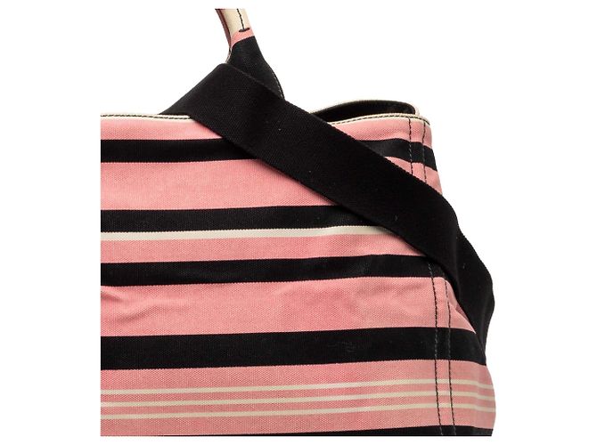 Borsa Satchel Prada Large Canvas Canapa Righe Striped Rosa - vista 6