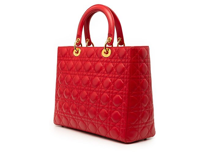 Borsa Lady Dior Large in pelle d'agnello Cannage rossa Dior Rosso - vista 2