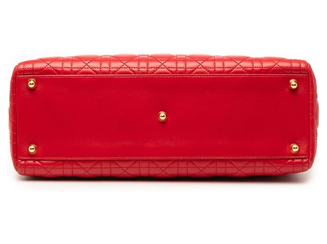 Borsa Lady Dior Large in pelle d'agnello Cannage rossa Dior Rosso - vista 3