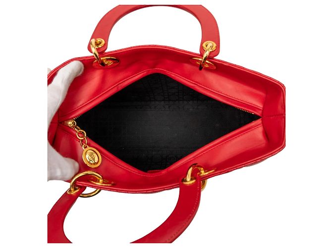 Borsa Lady Dior Large in pelle d'agnello Cannage rossa Dior Rosso - vista 4