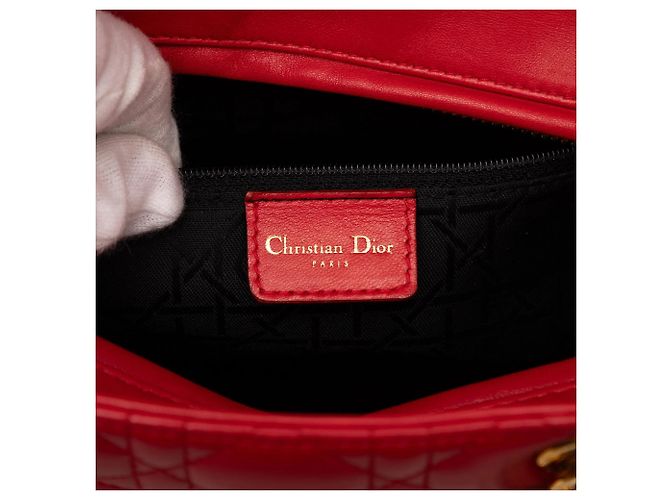 Borsa Lady Dior Large in pelle d'agnello Cannage rossa Dior Rosso - vista 5