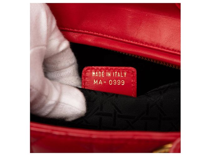 Borsa Lady Dior Large in pelle d'agnello Cannage rossa Dior Rosso - vista 6