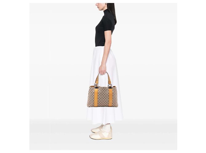 Borsa Tote Gucci GG Canvas Bamboo Libeccio Beige - vista 7
