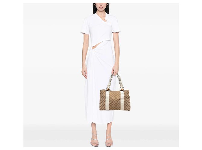 Tote Gucci Medium GG Canvas Bamboo Libeccio beige - vista 7