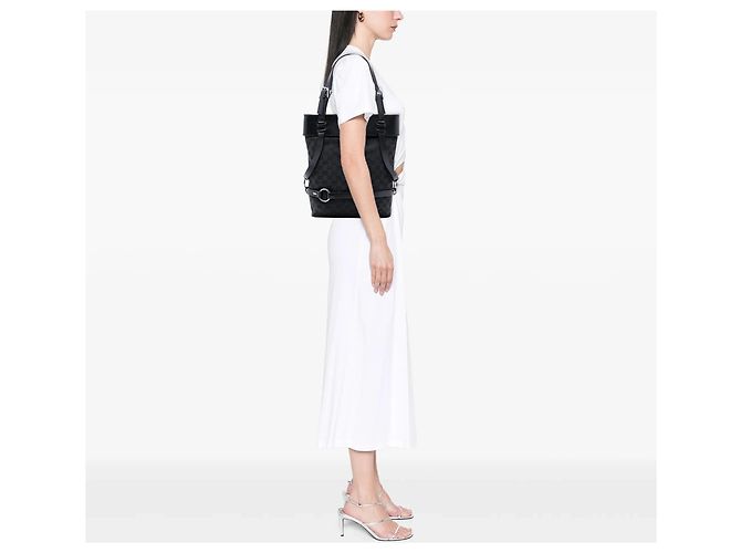 Borsa tote Gucci GG Canvas nera Nero - vista 7
