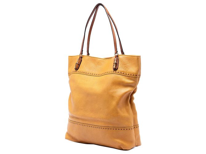 Bamboo Borsa Tote Large Laidback Crafty Gucci in pelle di vitello marrone - vista 2