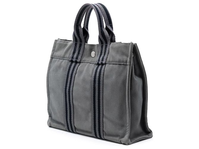 Borsa Tote Hermès Canvas Fourre Tout PM Grigia Grigio - vista 2