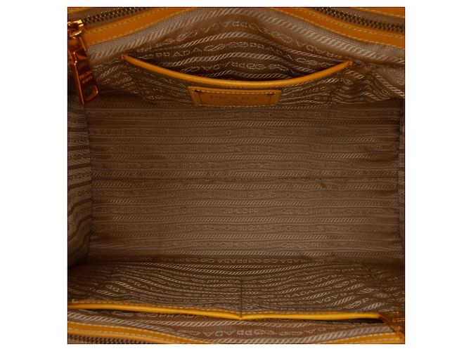 Borsa satchel Prada in tela Canapa con logo e rifiniture in pelle Saffiano marrone - vista 4
