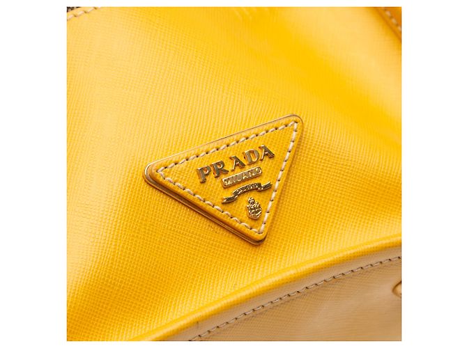 Borsa satchel Prada in tela Canapa con logo e rifiniture in pelle Saffiano marrone - vista 7