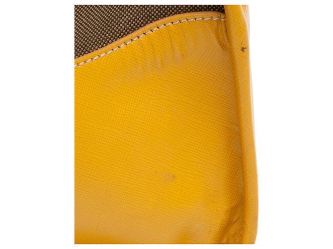 Borsa satchel Prada in tela Canapa con logo e rifiniture in pelle Saffiano marrone - vista 8