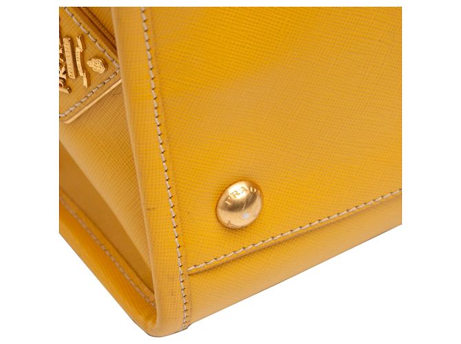 Borsa satchel Prada in tela Canapa con logo e rifiniture in pelle Saffiano marrone - vista 9