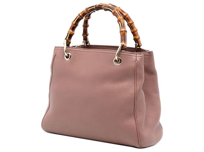 Borsa Gucci Small Bamboo Shopper in pelle di vitello marrone - vista 2