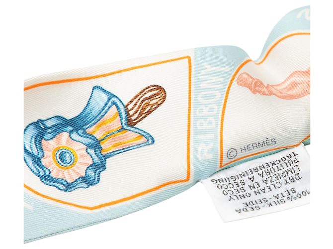 Twilly in seta Hermès Funny Ice Cream Blu - vista 4