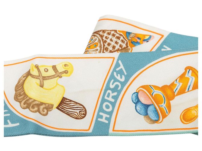 Twilly in seta Hermès Funny Ice Cream Blu - vista 5