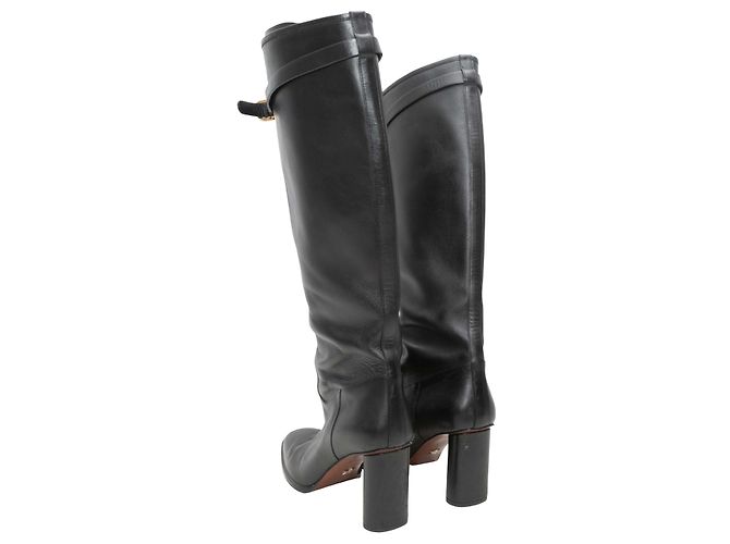 Schwarze Christian Dior Lederstiefel mit Absatz Größe 37.5 - Ansicht 3