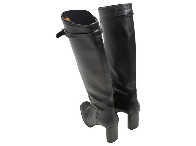Schwarze Christian Dior Lederstiefel mit Absatz Größe 37.5 - Ansicht 4