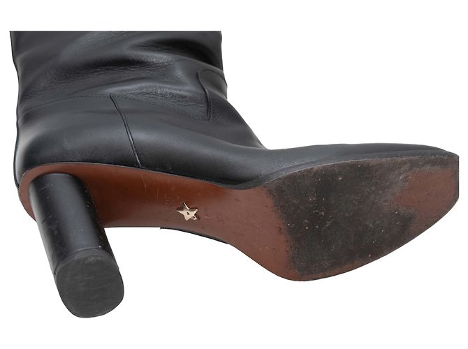 Schwarze Christian Dior Lederstiefel mit Absatz Größe 37.5 - Ansicht 5