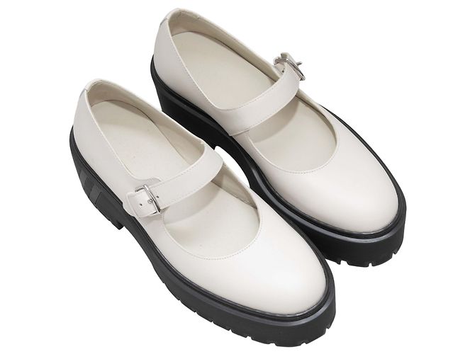 Hermès White Hermes Leather Platform Mary Janes Size 38 - view 2