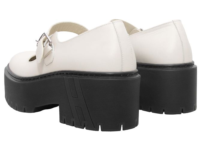 Hermès White Hermes Leather Platform Mary Janes Size 38 - view 4