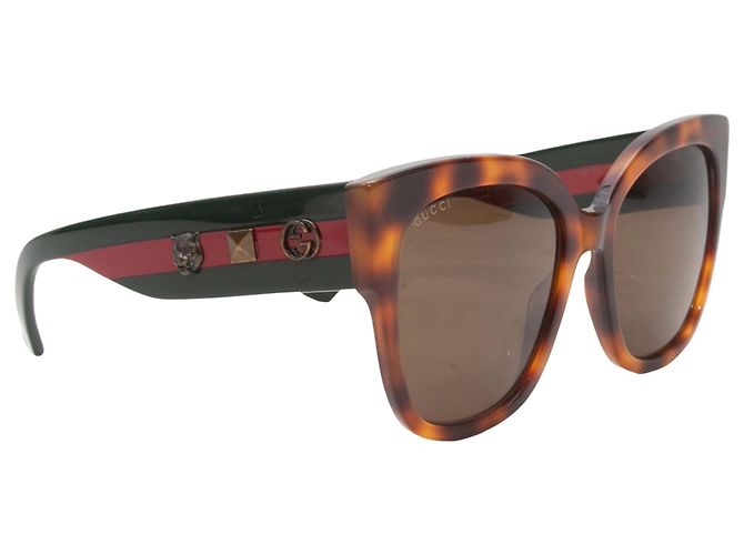 Occhiali da sole Gucci con borchie tartarugati Marrone - vista 2