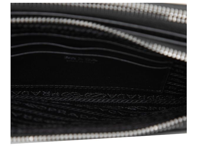 Borsa a tracolla Prada Mini Soft Calf Impunture Diagramme con doppia zip nera Nero - vista 4