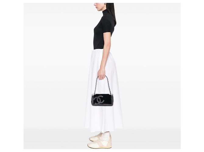 Borsa a tracolla Chanel Terry Cloth CC Sport Line Nera Nero - vista 5