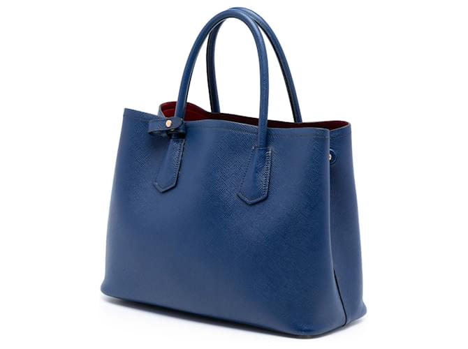 Borsa doppia Prada Medium Saffiano Cuir blu - vista 2