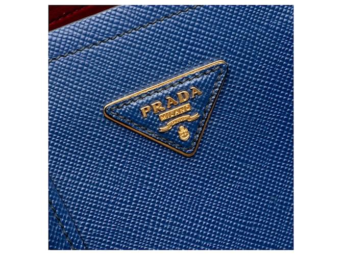 Borsa doppia Prada Medium Saffiano Cuir blu - vista 5