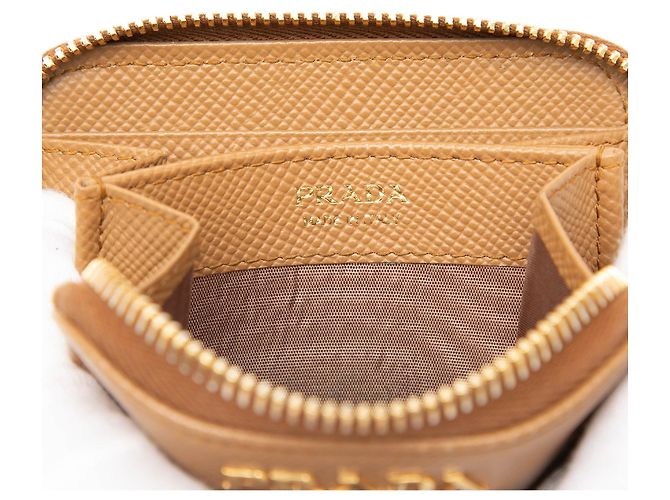 Portamonete con zip Prada Saffiano Brown Marrone - vista 5