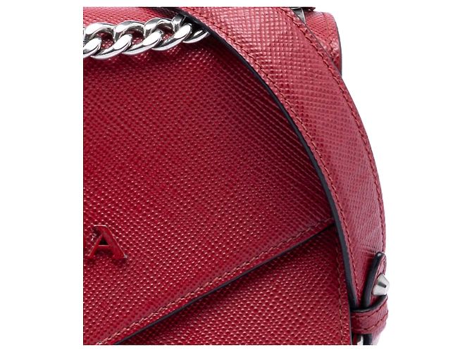 Borsa crossbody a busta monocromatica Prada Saffiano Cuir rossa Rosso - vista 7