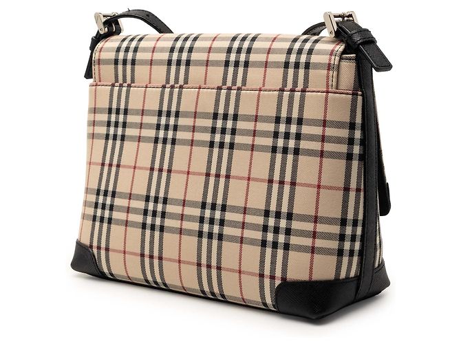 Bolsa Tiracolo com Aba Burberry House Check Canvas Bege - vista 2