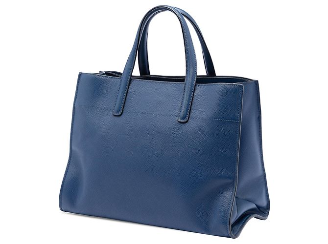 Borsa Tote Satchel Prada Saffiano Soft blu a tre tasche - vista 2
