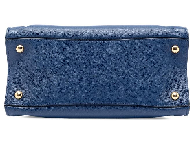 Borsa Tote Satchel Prada Saffiano Soft blu a tre tasche - vista 3
