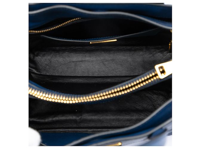 Borsa Tote Satchel Prada Saffiano Soft blu a tre tasche - vista 4
