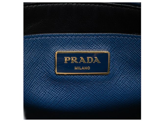 Borsa Tote Satchel Prada Saffiano Soft blu a tre tasche - vista 5