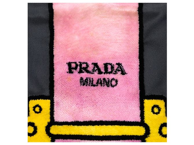 Tote Black Prada Tessuto Velluto Ricamo Trompe L oeil Nero - vista 5